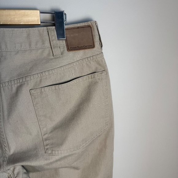 Perry Ellis Cottons Men's Chino Casual Dress‎ Pant Tan/Beige 34x32 Khaki Office - Picture 7 of 13